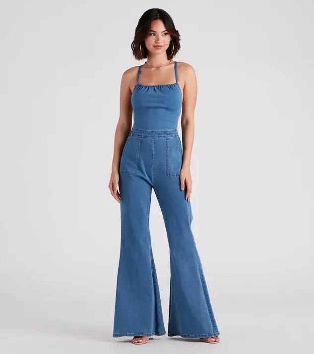 Sexy Overalls – Rückenfreies Neckholder-Top